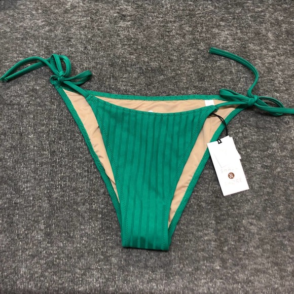 Women's XL Ribbed High Leg Extra Cheeky Bikini Bottom - Shade & Shore Green - Picture 5 of 6